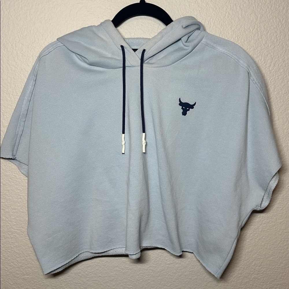 Under Armour project rock short sleeve hoodie blue small - Picture 4 of 7